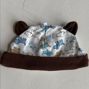 Dog Print Baby Hat with Brown Accents